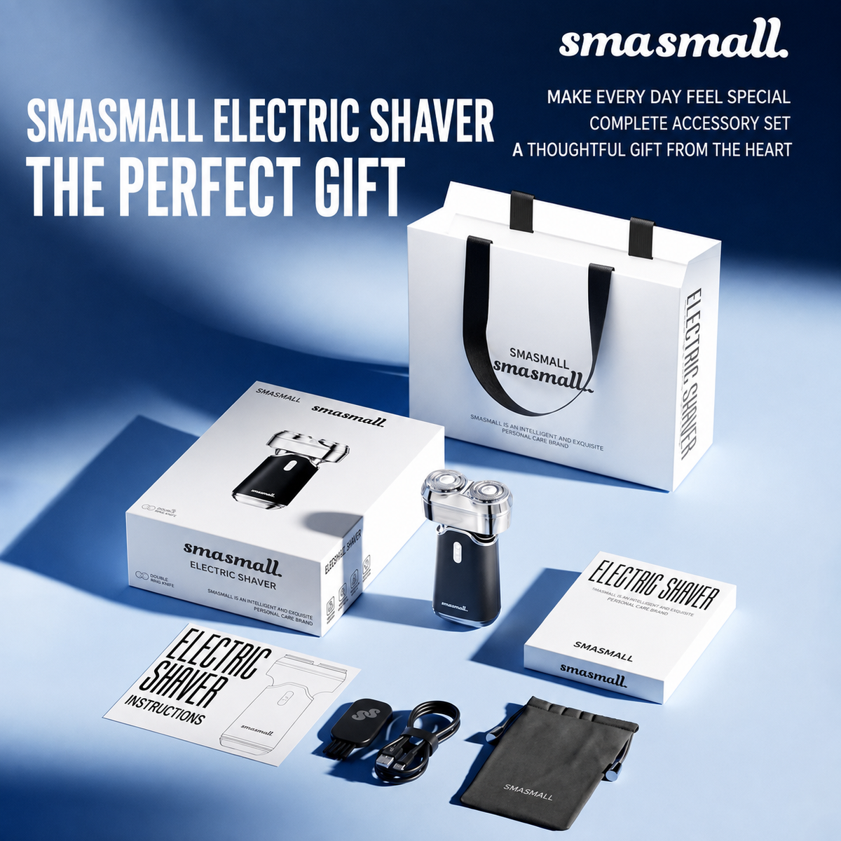 Smasmall Tino Electric Shaver for Men | Portable Twin-Blade Mini Shaver | IPX7 Waterproof | Rechargeable Travel Shaver