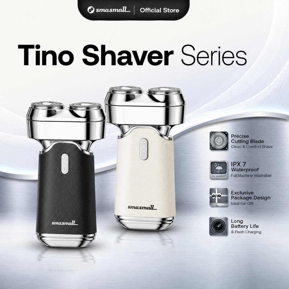 Smasmall Tino Electric Shaver for Men | Portable Twin-Blade Mini Shaver | IPX7 Waterproof | Rechargeable Travel Shaver